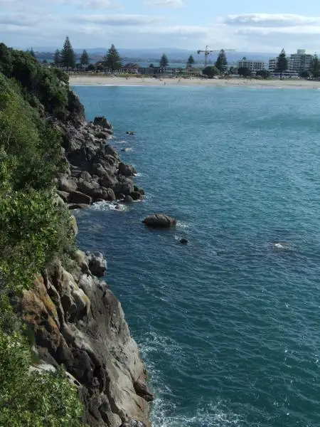 View back to Mt Maunganui beach and town from Moturiki Island (Leisure Island)