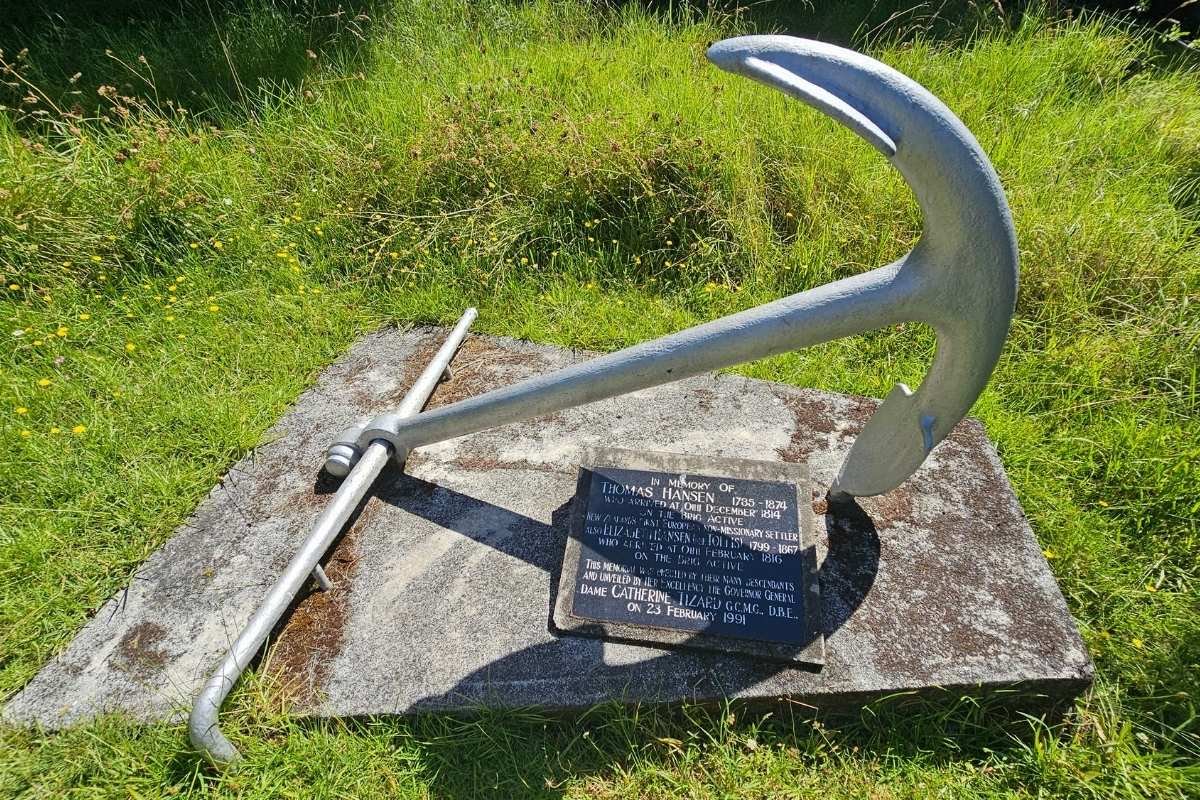 Thomas Hansen anchor memorial at Rangihoua Bay 1823