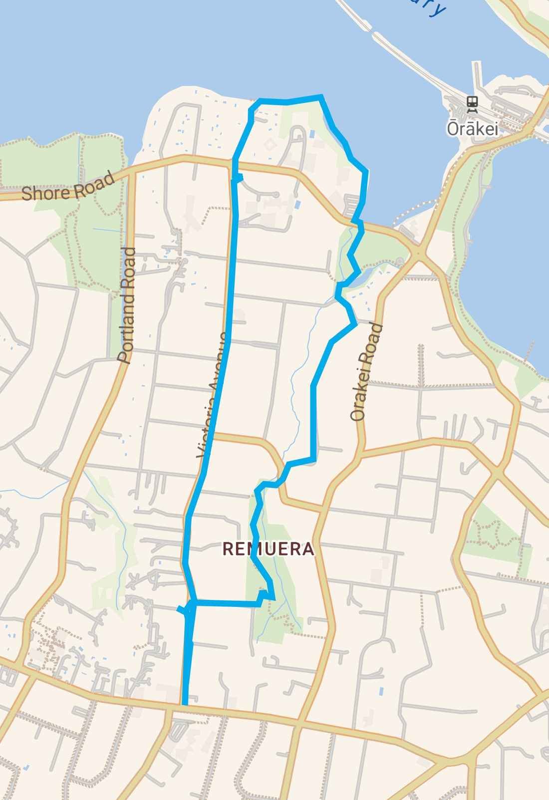 Route map of the Heart of Remuera walk