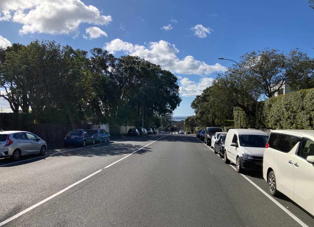 Tree lined section of Victoria Avenue with no overhead power lines