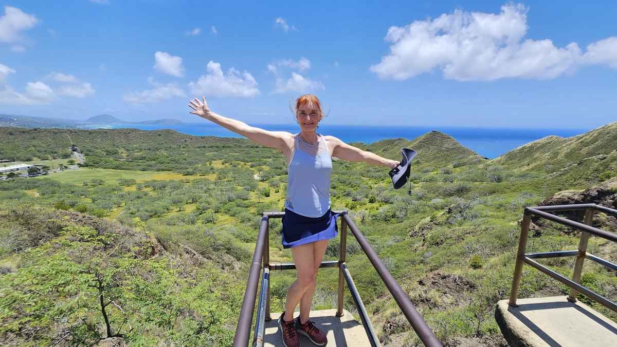 Panoramic view of the Honolulu coastline from the summit of Diamond Head