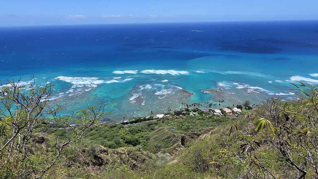Hikers on the switchback trail near the top of Diamond Head