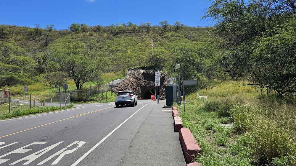 Steep stairs on the Diamond Head Summit Trail climbing the crater wall
