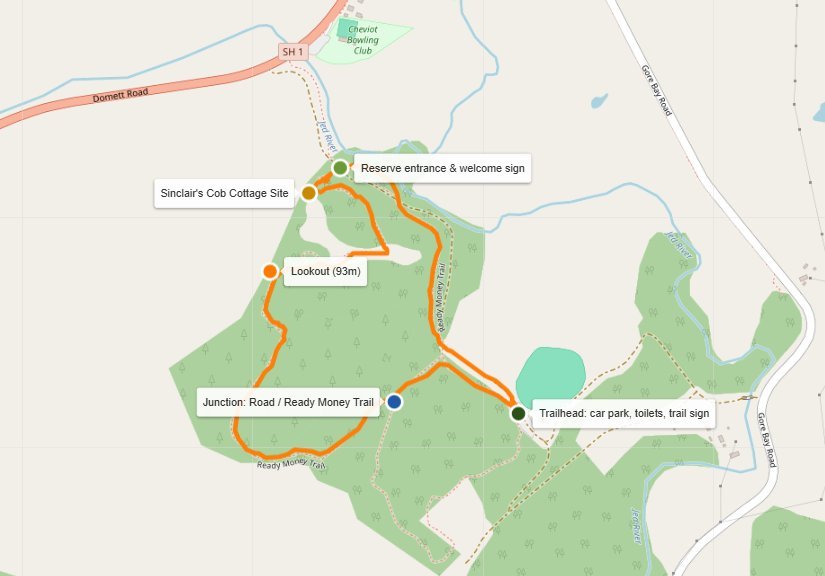 Map of the Cheviot Ready Money Trail loop walk